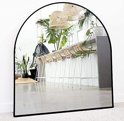 Arched Огледало, 33 x 31 Инчи - Црна Рамка Огледало на Ѕидот Оркестарот - Експлозија-Доказ Нарушување-Слободен Модерна Овална Огледала,