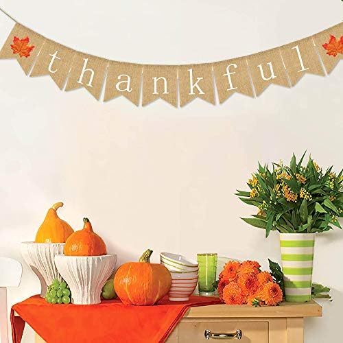 Денот На Благодарноста Банер Благодарен Банер Burlap - Денот На Благодарноста Декорација | Падне Банер| Благодарноста Оркестарот