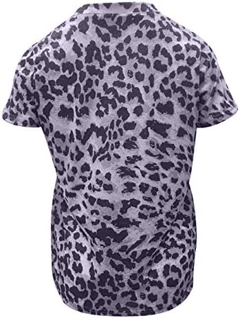 Женска Лето Блузи Жените Леопард Печатење V Деколте, T-Shirt Кратко Sleeve Секојдневен Блузи Блуза Јуниори Девојки