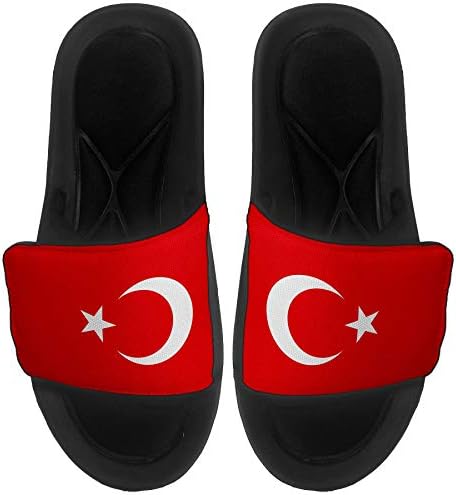 ExpressItBest Cushioned slide (Слајд)-За Сандали/Слајдови за Мажи, Жени и Млади - Знаме на Турција (Турчин) - Турција Знаме