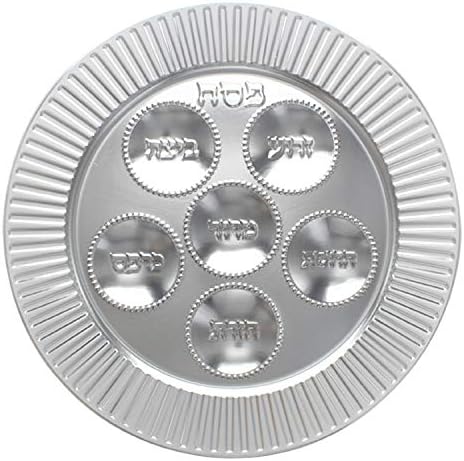 Пасха Пластични Seder плоча - 13 Традиционални Сребро за Еднократна употреба плочи за Pesach Табела (1)