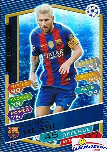 /2017 Topps Натпревар Attax Лигата на Шампионите, ЕКСКЛУЗИВНИ Ангажирање Messi Ограничено Издание на ЗЛАТНА Картичка! Страшни