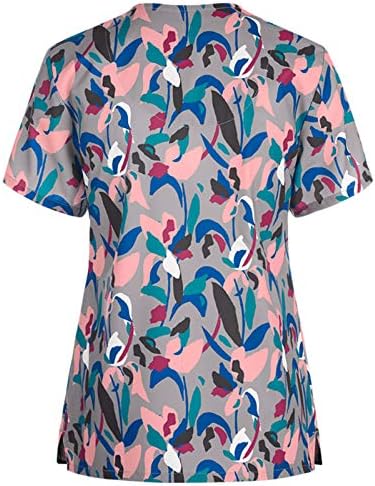 Жените Празник Блузи 2021 Среќен Денот на Вљубените Печатени V Деколте, Краток Ракав Workwear Униформа Блузи