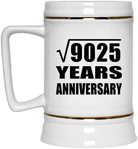 95th-Годишнината Квадратен Корен од 9025 Години Јубилеј - 22oz Пиво Штајн Керамички Бар Кригла Tankard Drinkware - за Жена Сопруг